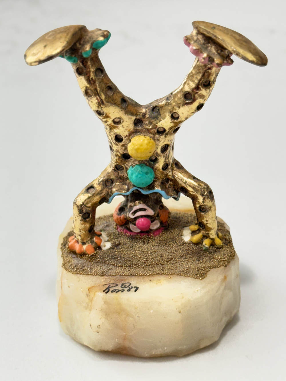 Vintage 1987 Ron Lee Clown Upside Down Handstand Figurine 24K Onyx Signed Art